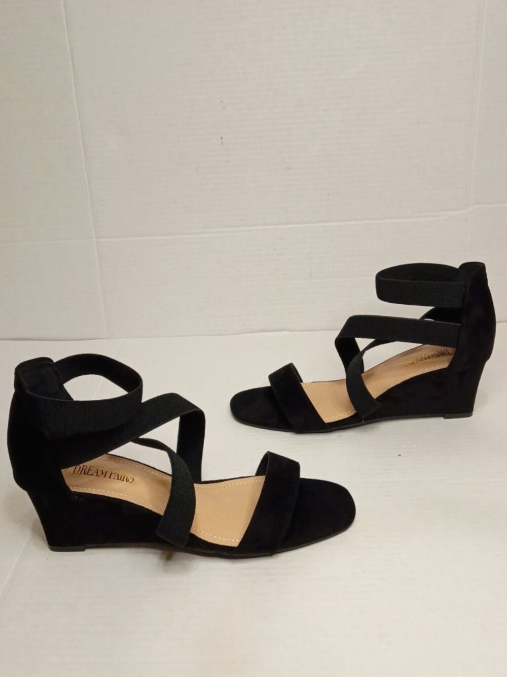 Dream Pairs INNIS-1 Black Faux Suede Wedge Sandals Women's Size 10 - Picture 2 of 7